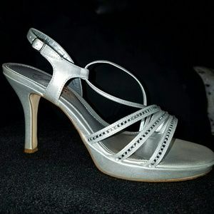 PRICE CUT!! - Silver, strappy, rhinestone heels