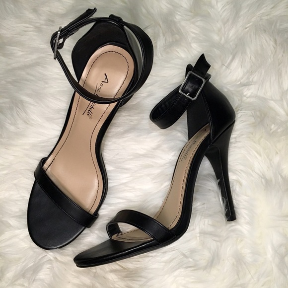 Anne Michelle Shoes - Black ankle strap heels