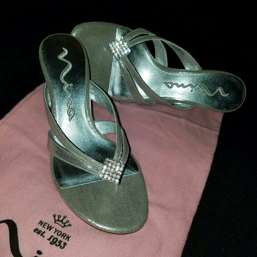 Silver, rhinestone evening sandle/PRICE CUT!!