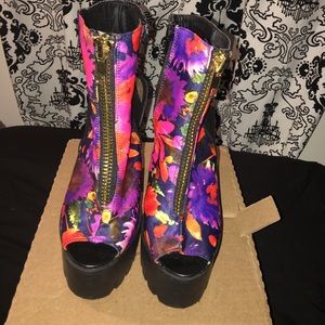 Floral Chunky Heels