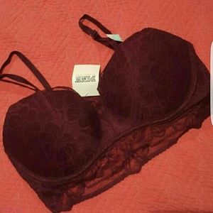 VS PINK BRALETTE SZ L MAROON