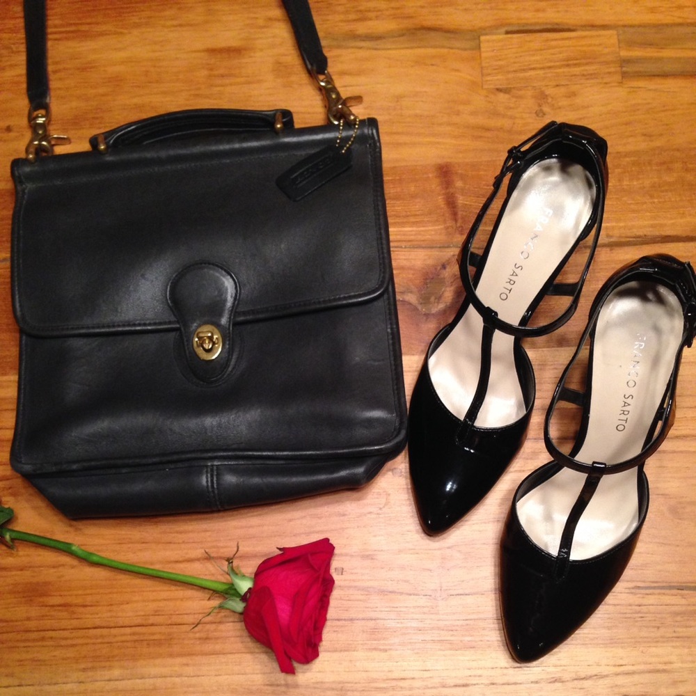 Franco Sarto sexy black patent leather heels