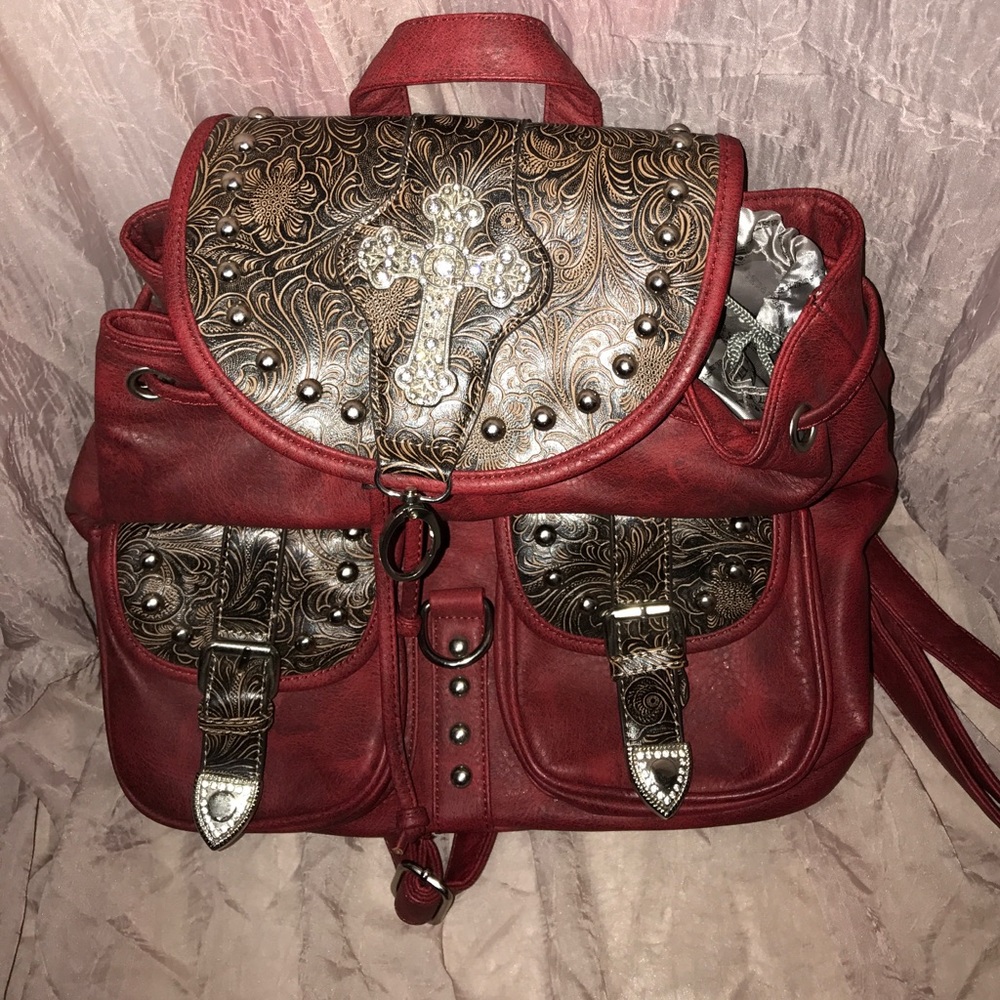 Red western backpack