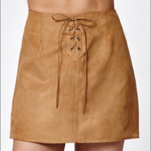 Kendall and Kylie Suede Tie up Skirt