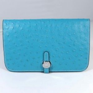 Blue ostrichskin hermes clutch