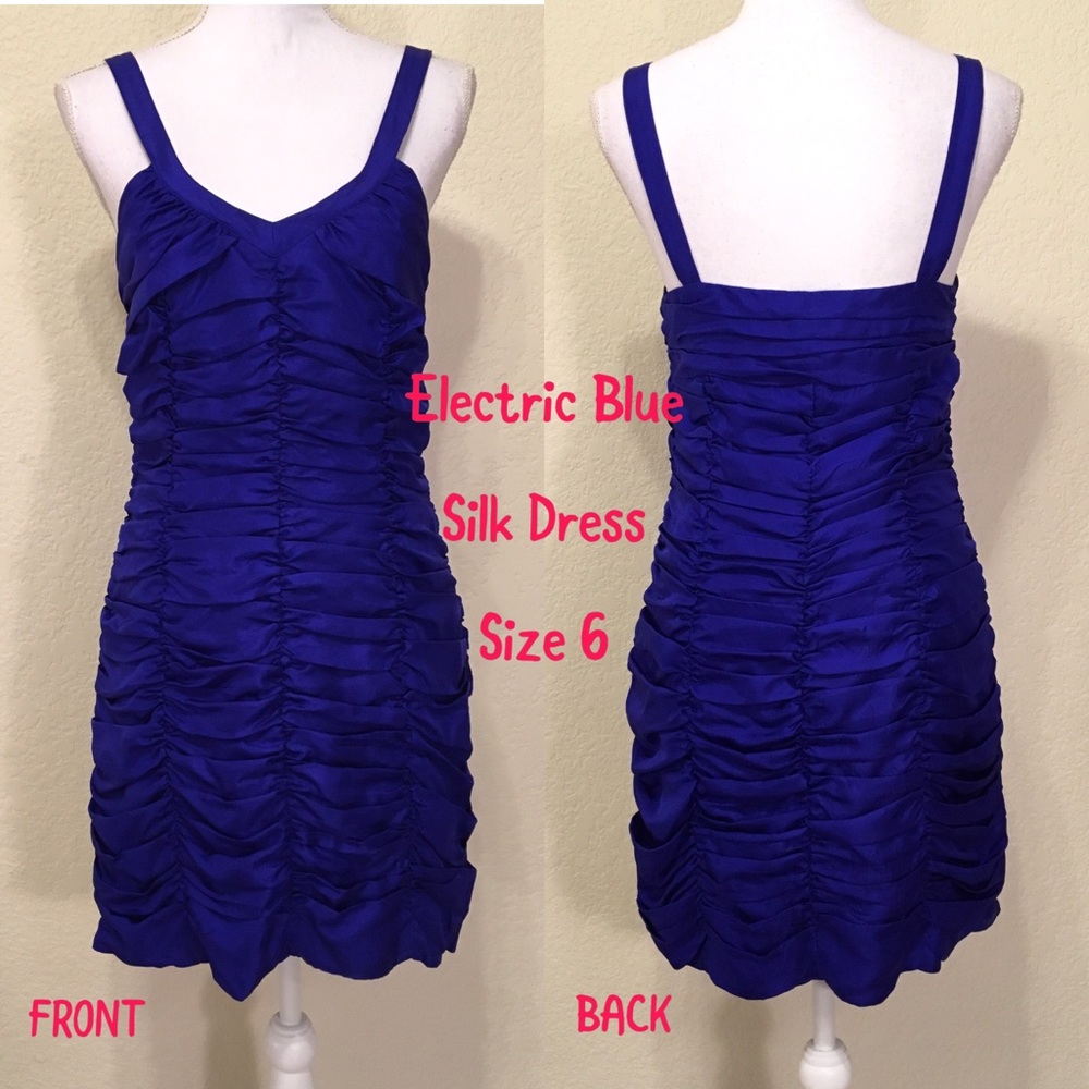 💙UO Kimchi Blue Electric Blue Ruched Silk Mini💙
