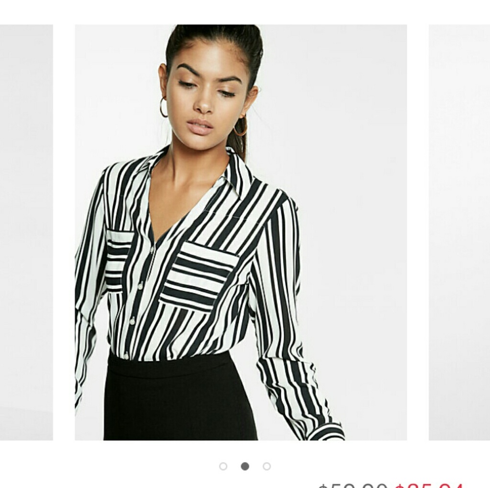 Express button-up blouse vertical stripes
