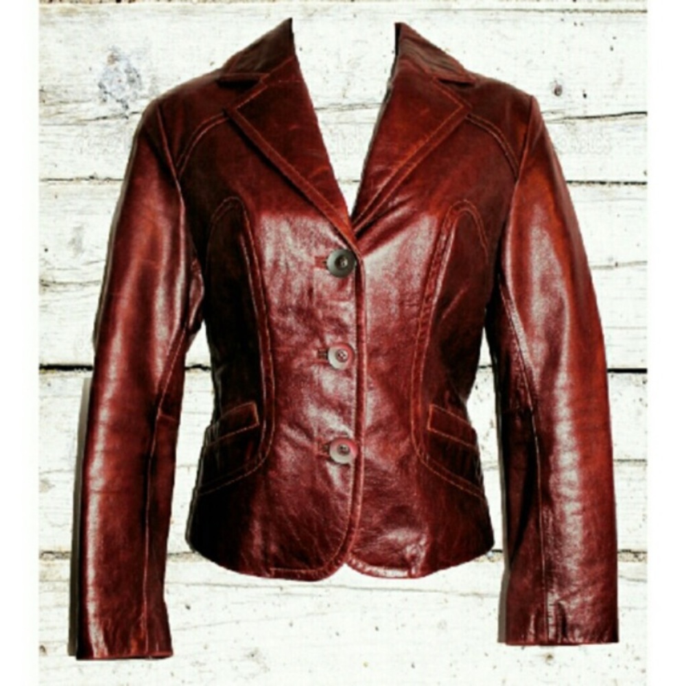 Fitted leather blazer/jacket EUC