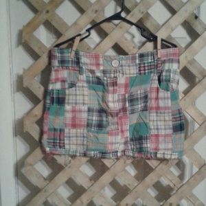 Brand new distressed plaid mini skirt