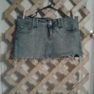 New distressed mini denim jean skirt