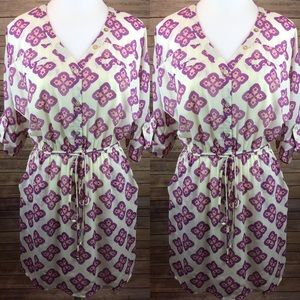 BLACK RAINN Moroccan Trellis Print Shirt Dress