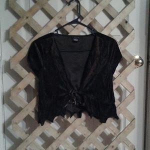 Capsleeve dark brown velvet mini coat