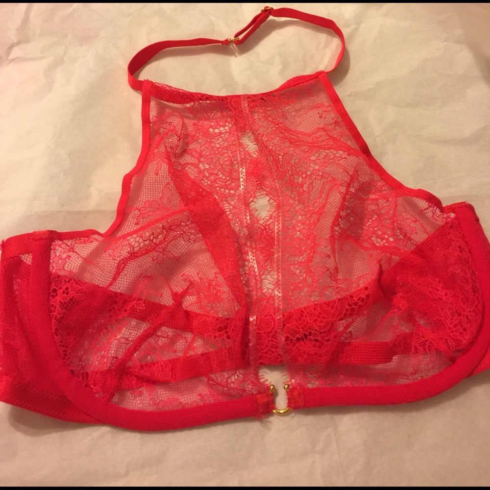 34C VS CHANTILLY LACE HALTER UNLINED BRA NWT - Picture 3 of 8