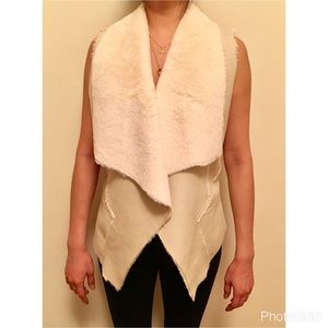 Blank NYC Ivory Vegan Leather and Fur Vest