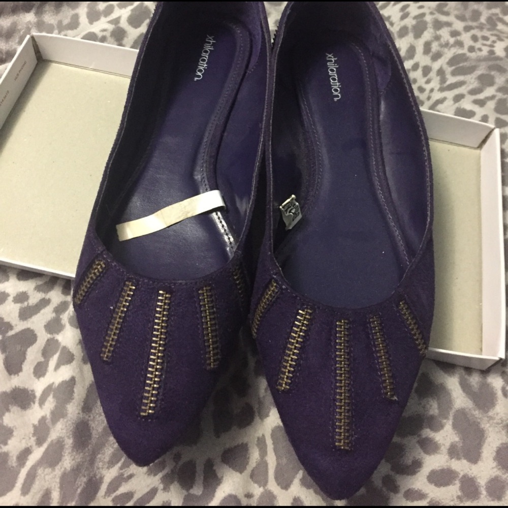 Purple faux suede flats