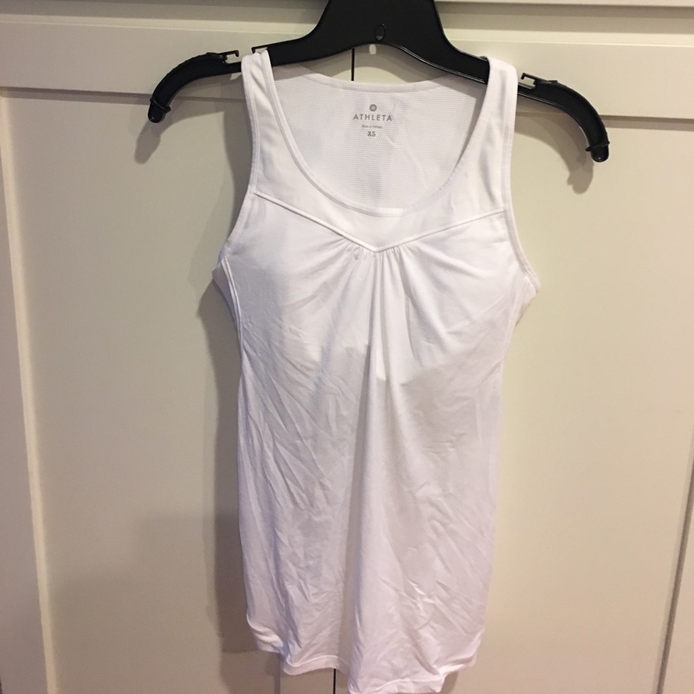 Athleta white tank with built in sports bra, XS