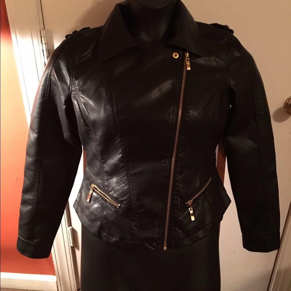 Classic black faux leather jacket. NWOT (sold)