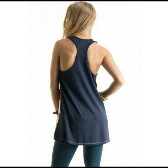 NWT Boutique Floral Print Racer Back Tank - Picture 3 of 5