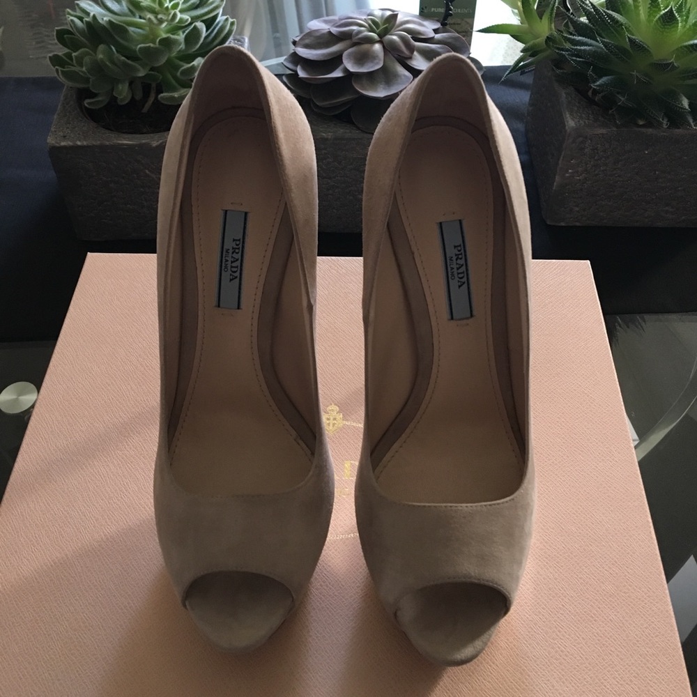 Authentic Prada Bicolor Peep Toe Heels