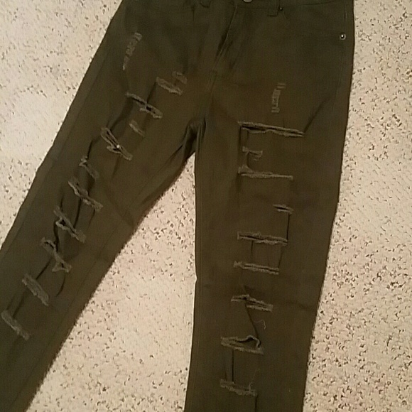 Army green high rise skinny jeans size 3 - Picture 2 of 5