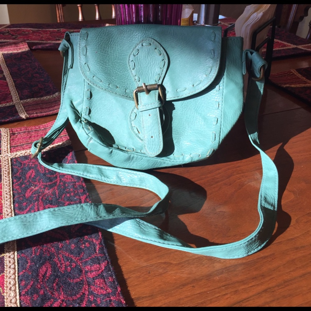 Boho Mossimo teal leather satchel