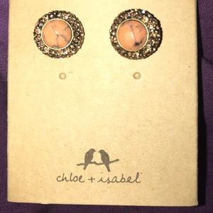 Retro pave stud earrings