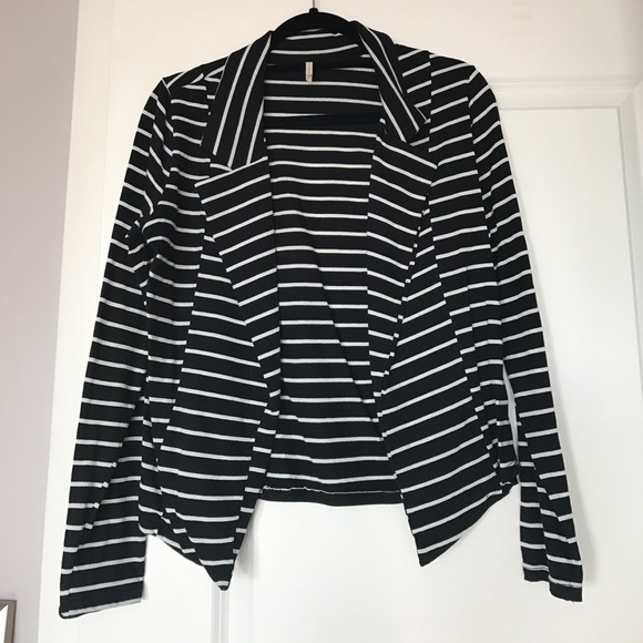 Olivia Moon Jackets & Blazers - Black and white stripped cotton blazer