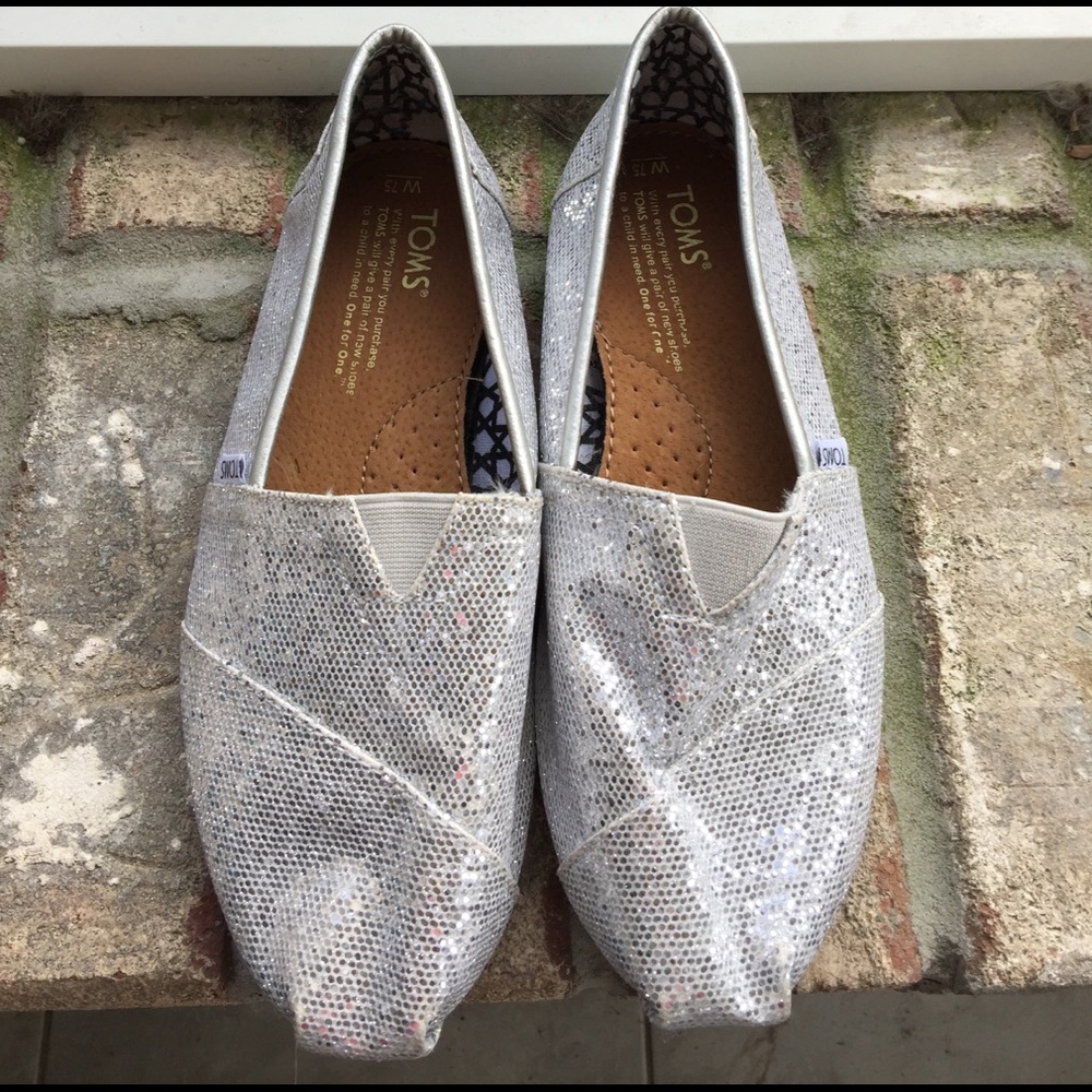Silver Glitter TOMS