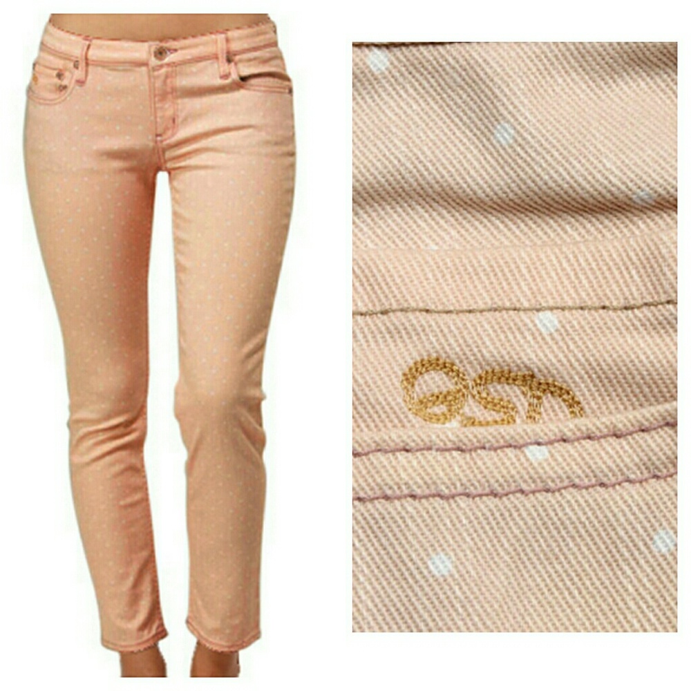 {Quiksilver} Ballet Pink Skinny Dot Ankle Jeans