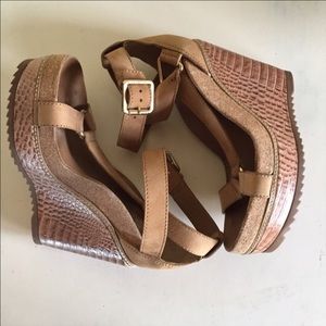Tory Burch crocodile wedge sandals