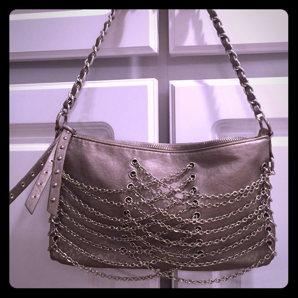 Olivia + Joy metallic purse w/ silver chain detail