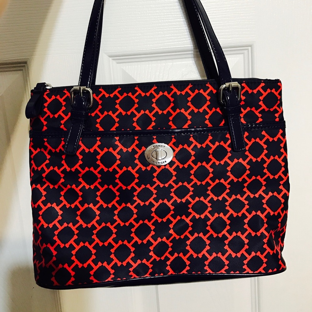 Red and Navy Blue Tommy Hilfiger purse