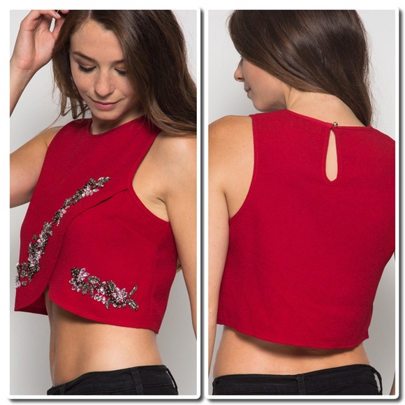 SLEEVELESS EMBELLISHED CROP TOP - Picture 4 of 6