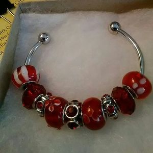 Red glass bead bracelet