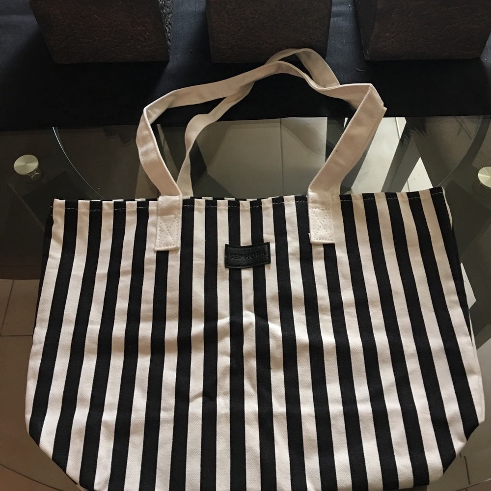 New Black and White Striped Sephora Bag