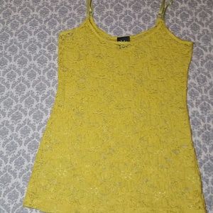 Dots Yellow Lace Cami Tank Sz L