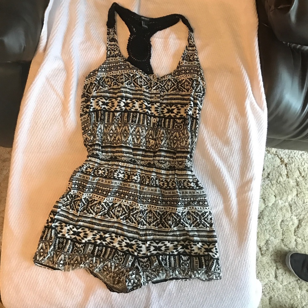 Black and white printed romper