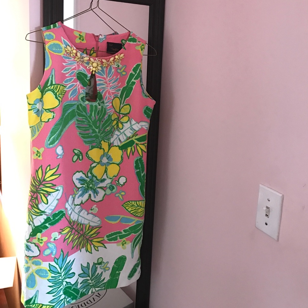 Pink and green floral dress