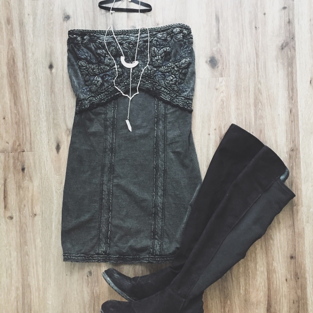 Free People Charcoal Mini Dress - Size XS