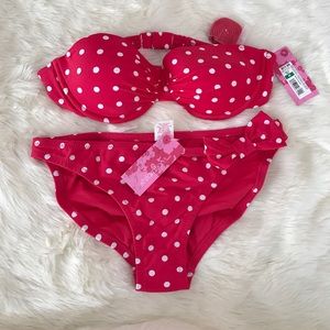 NWT Women's Push-Up Pink Polka Dot Bikini