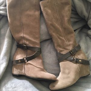Franco Sarto Taupe Suede Boots Size 8