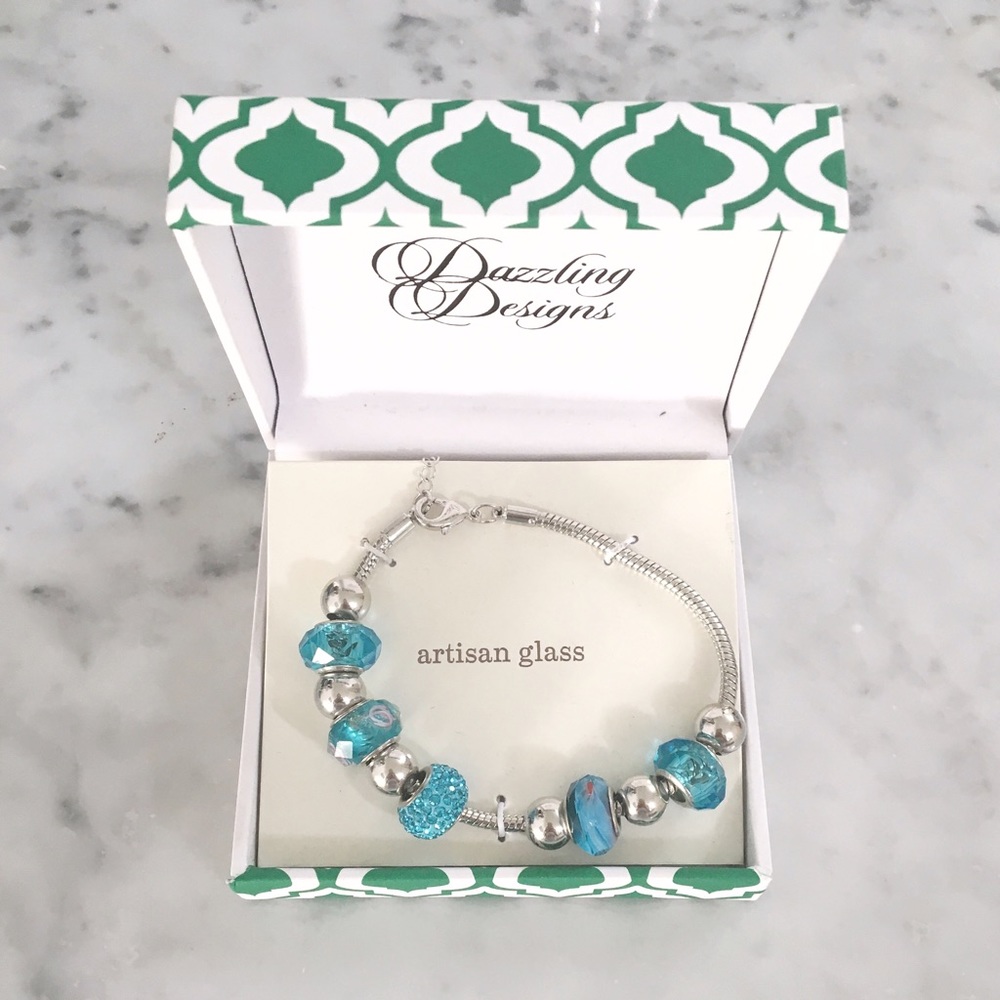 Dazzling Designs artisan glass silver bracelet