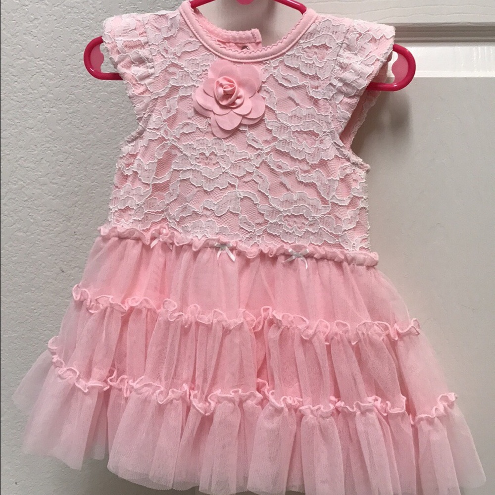 Pink Lace Little Me Dress, 12 Months