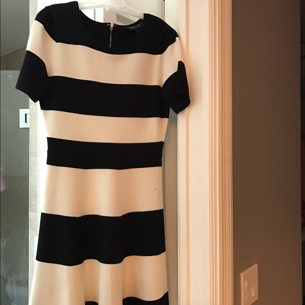 Bcbg black with white strip dress