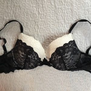 Victoria's Secret black and white lace bra.
