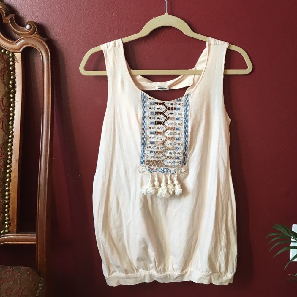 Cute Boho Cream Tank Top