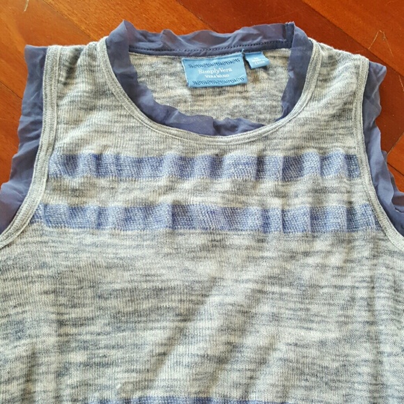 SIMPLY VERA WANG MEDIUM TANK TUNIC BLUE GRAY - Picture 2 of 4