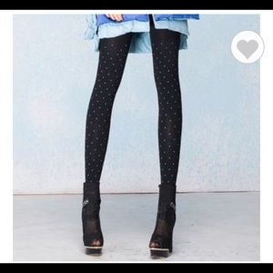 Knit Black Tights with White Specks