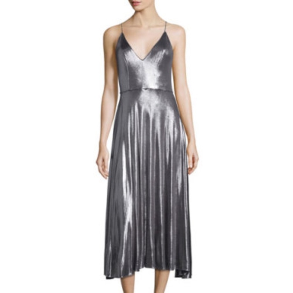 Halston Heritage gunmetal midi dress