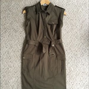 Calvin Klein olive green military dress